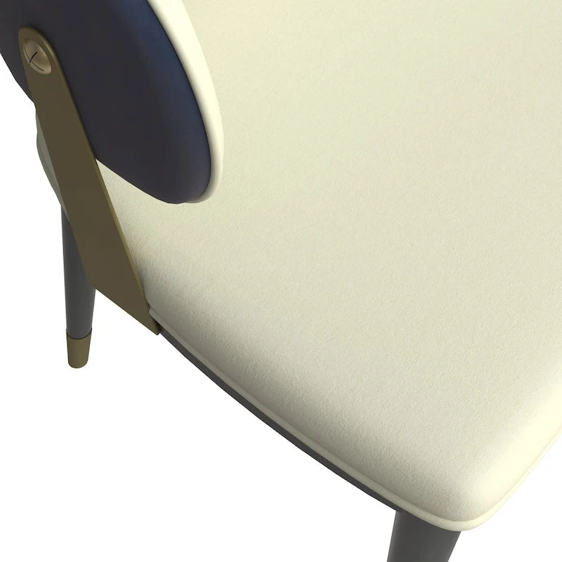 Leather Dining Chair in Iron with Gold Accents Design Modern Ergonomic Side Chair