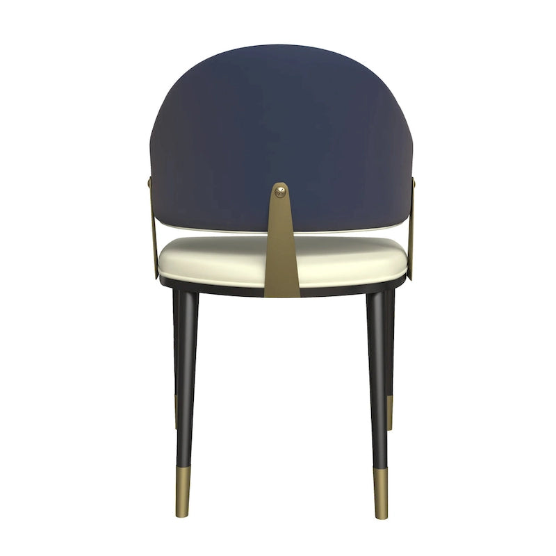 Leather Dining Chair in Iron with Gold Accents Design Modern Ergonomic Side Chair
