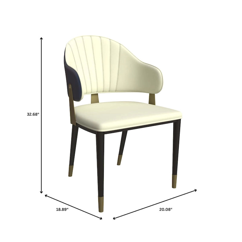 Leather Dining Chair in Iron with Gold Accents Design Modern Ergonomic Side Chair