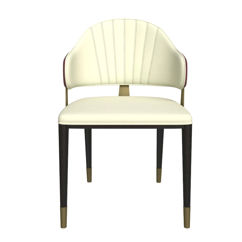 Leather Dining Chair in Iron with Gold Accents Design Modern Ergonomic Side Chair