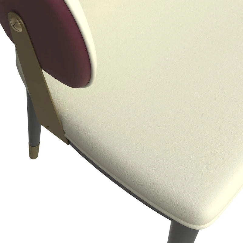 Leather Dining Chair in Iron with Gold Accents Design Modern Ergonomic Side Chair