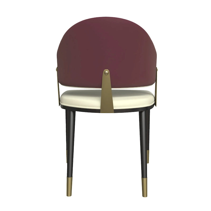 Leather Dining Chair in Iron with Gold Accents Design Modern Ergonomic Side Chair