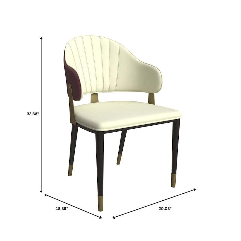Leather Dining Chair in Iron with Gold Accents Design Modern Ergonomic Side Chair