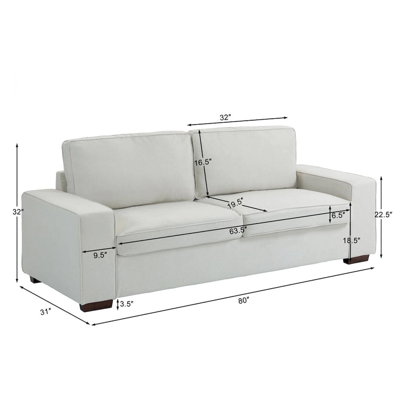 Modern 80 Upholstered Fabric 3-Seater Sofa