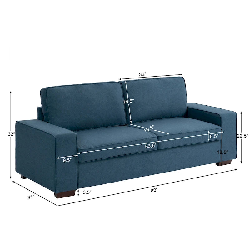 Modern 80 Upholstered Fabric 3-Seater Sofa