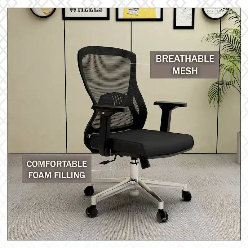Cotton Office Chair with Mesh Mid-Back Series
