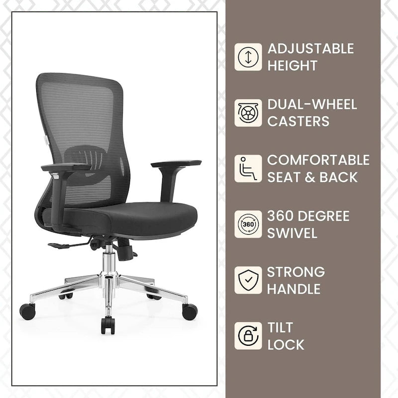 Cotton Office Chair with Mesh Mid-Back Series