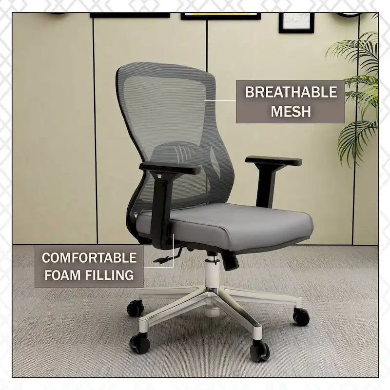 Cotton Office Chair with Mesh Mid-Back Series