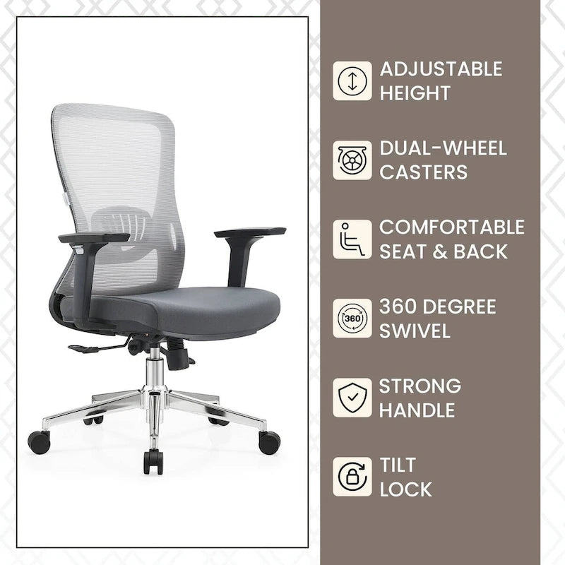Cotton Office Chair with Mesh Mid-Back Series