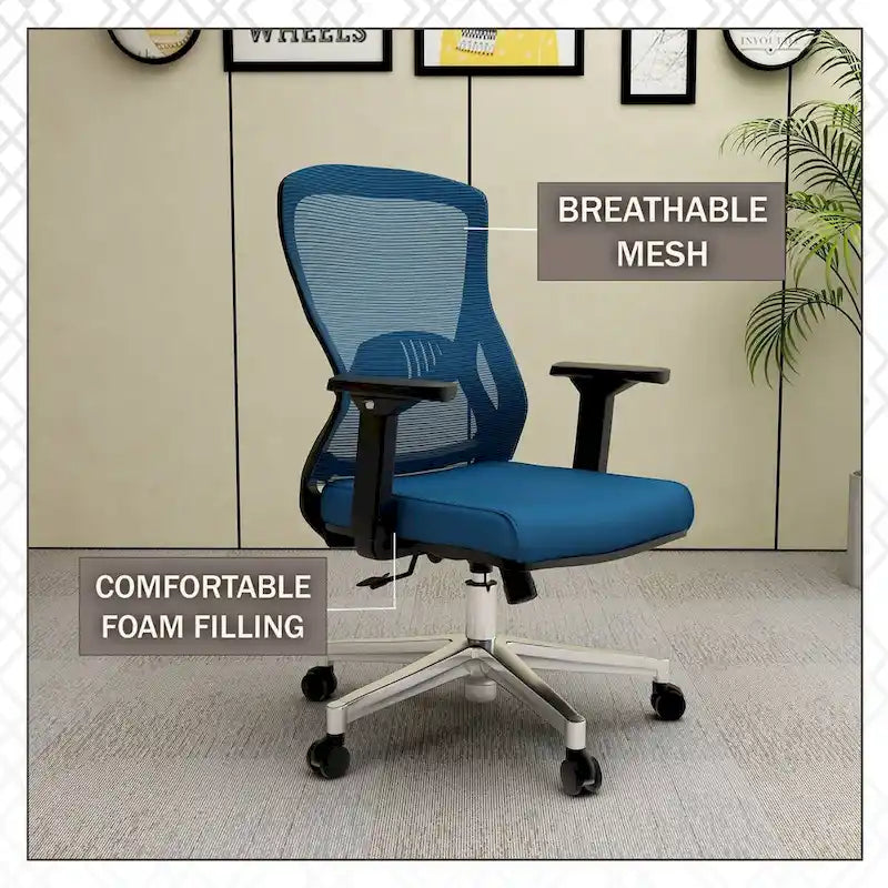 Cotton Office Chair with Mesh Mid-Back Series