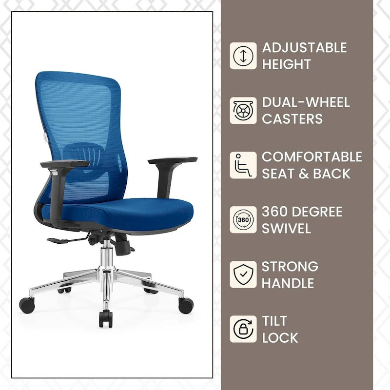 Cotton Office Chair with Mesh Mid-Back Series