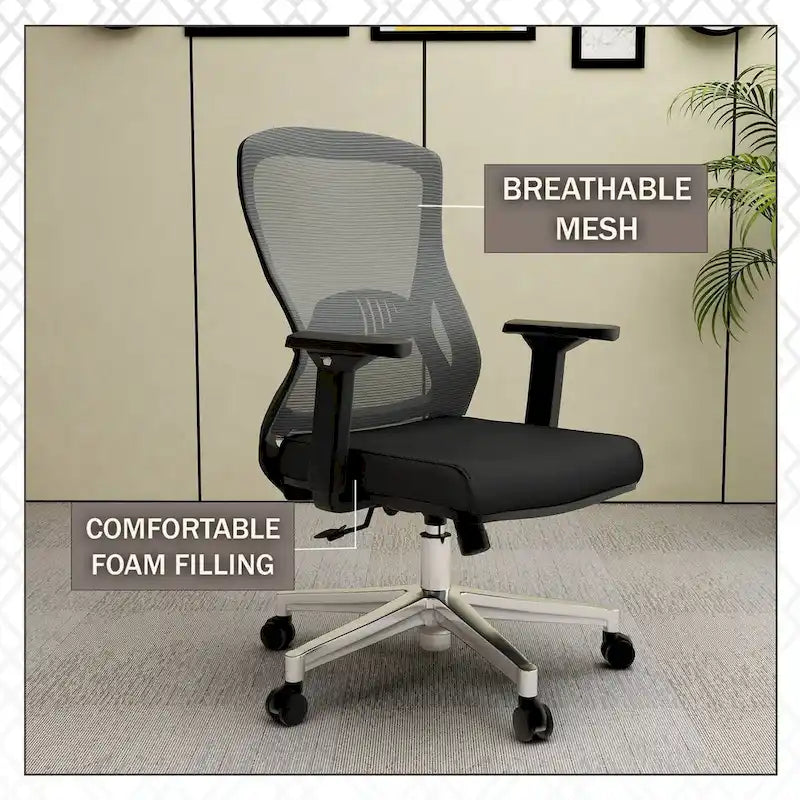 Cotton Office Chair with Mesh Mid-Back Series