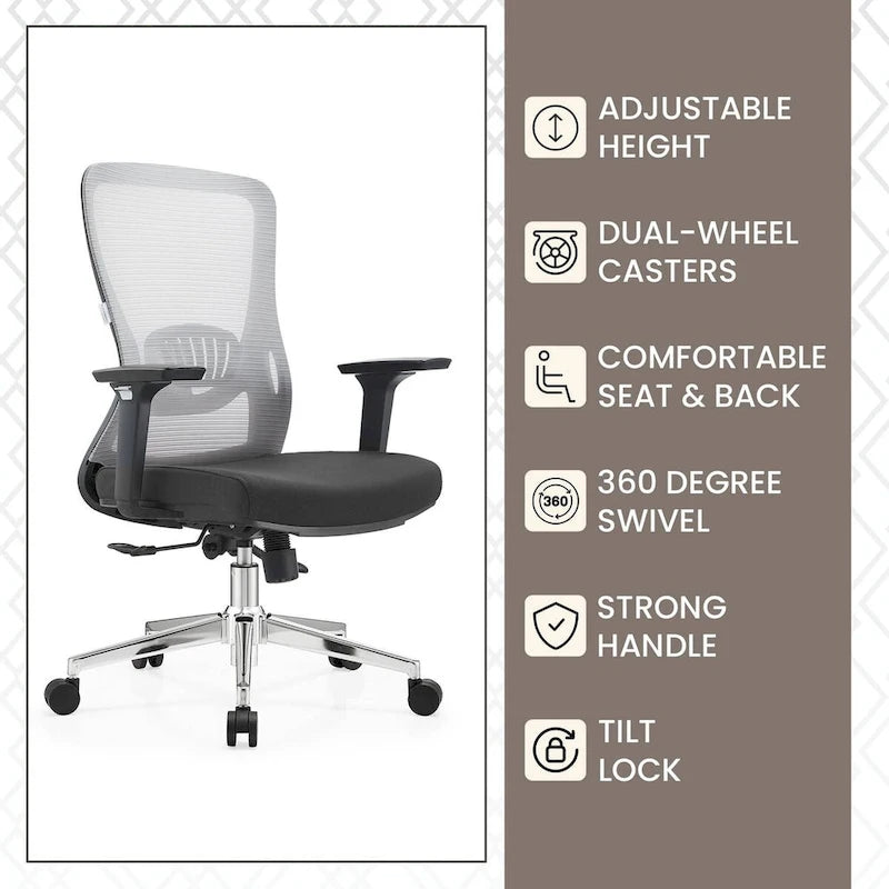 Cotton Office Chair with Mesh Mid-Back Series
