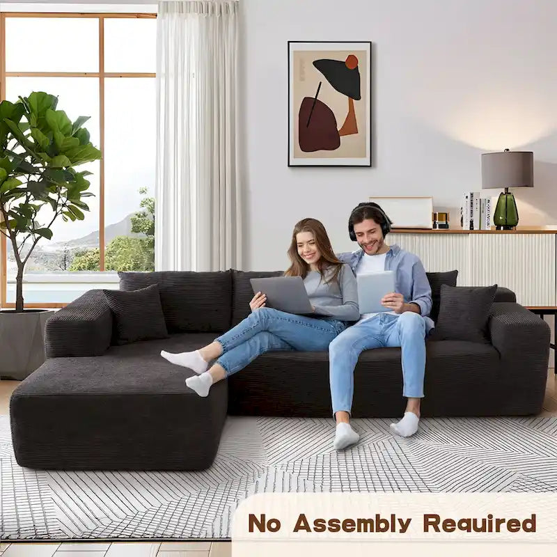 No Assembly Required Chaise Sofa