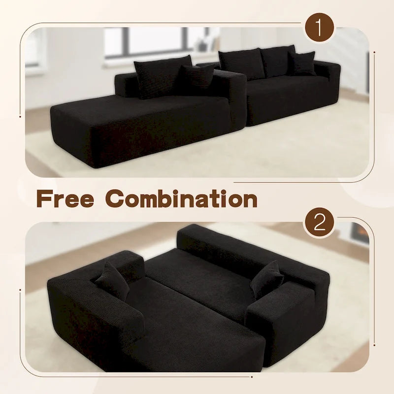 No Assembly Required Chaise Sofa