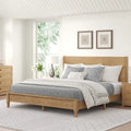 Solid Wood Panel Platform Bed with Headboard, Double Size Beds Wooden Rustic Bed Frame Bedroom Furniture
