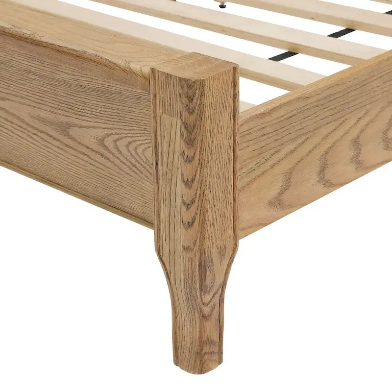 Solid Wood Panel Platform Bed with Headboard, Double Size Beds Wooden Rustic Bed Frame Bedroom Furniture