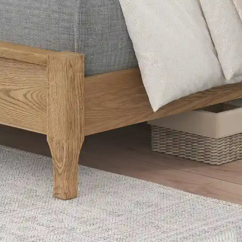 Solid Wood Panel Platform Bed with Headboard, Double Size Beds Wooden Rustic Bed Frame Bedroom Furniture
