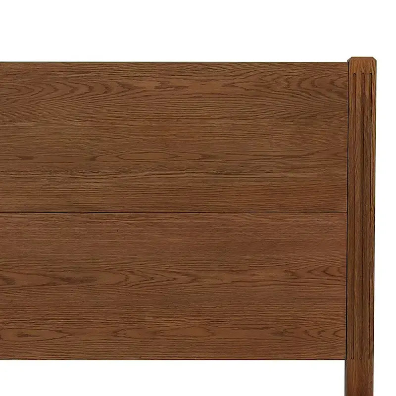 Solid Wood Panel Platform Bed with Headboard, Double Size Beds Wooden Rustic Bed Frame Bedroom Furniture